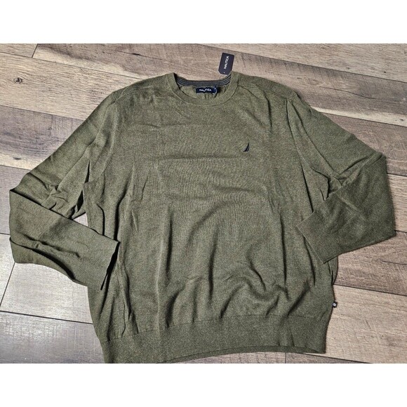 2 for $20 Nautica (NEW) Olive Green Crewneck Sweater Size XL - Picture 2 of 3